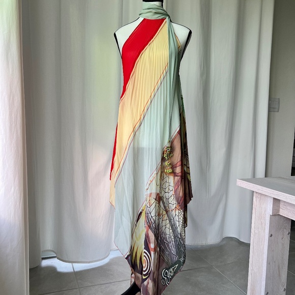 SOLD! Jean Paul Gaultier Femme Silk Halter Dress IT44 US10 Beaded Ties VTG Rare - Picture 2 of 16